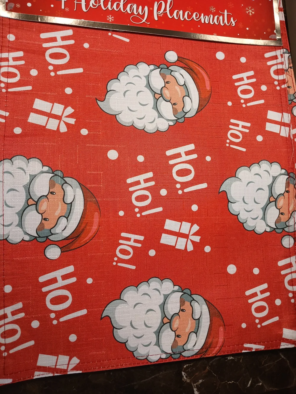 Red Santa 'Ho!' Holiday Placemats Size 13x18 - 2 Set of 4 (8 total)